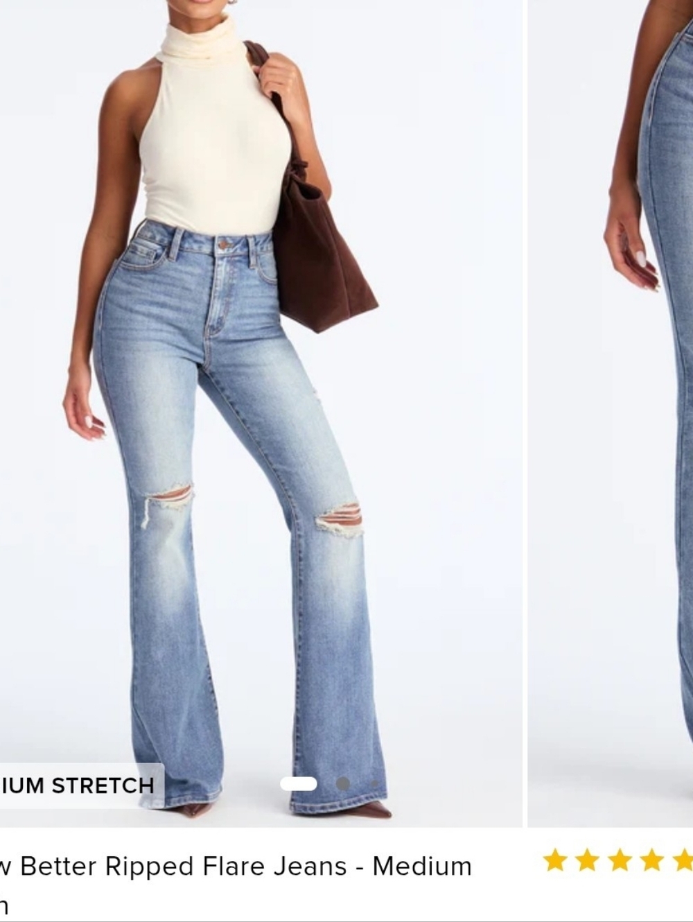 Fashion Nova Know Better Ripped Flare Jeans - Medium Wash